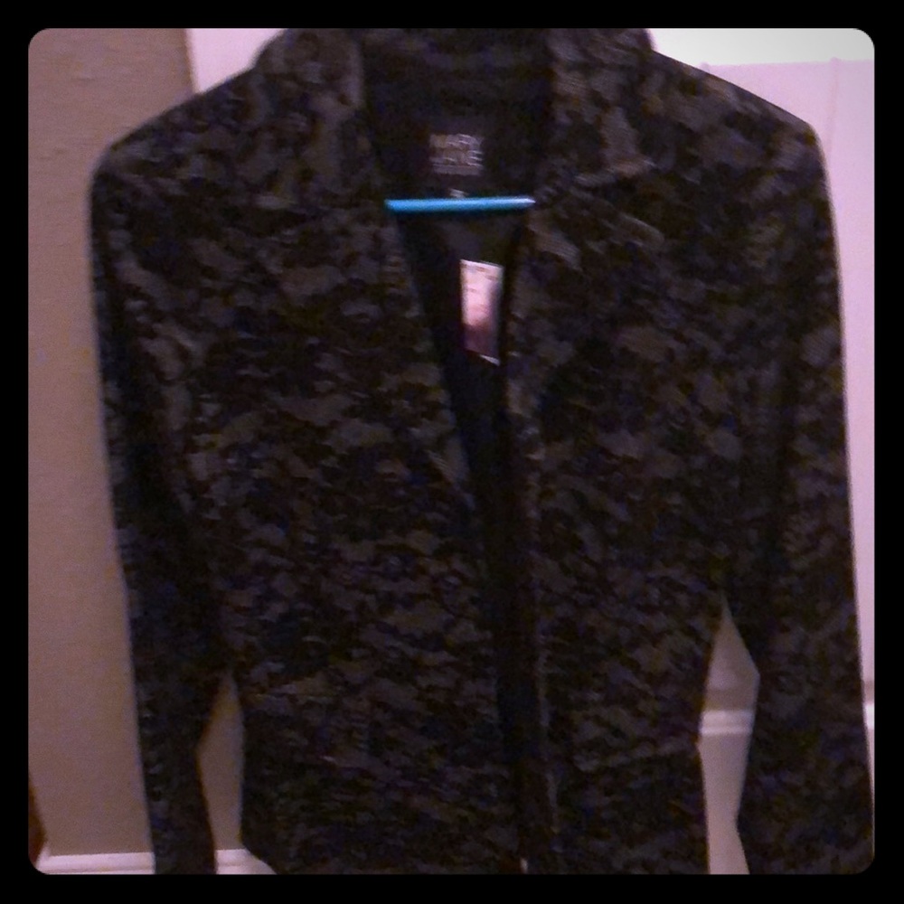 Mary Jane unique black and gray lace blazer